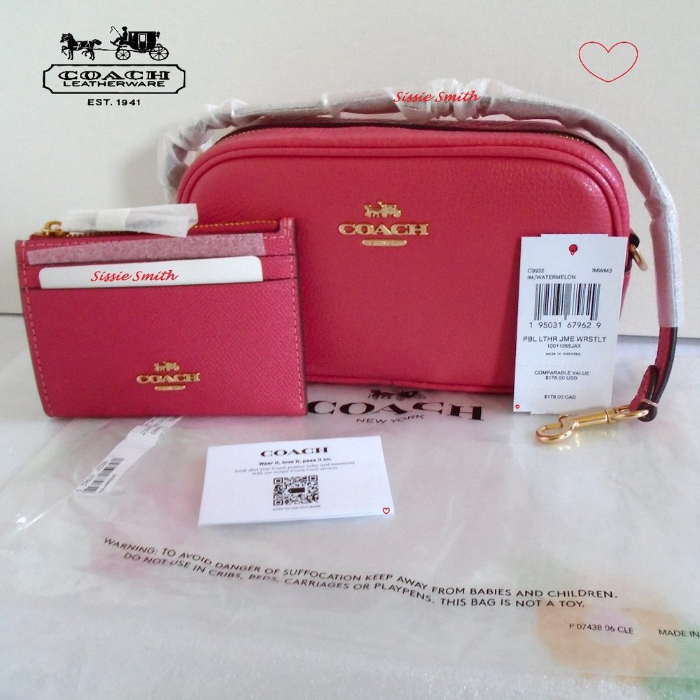 Coach Jamie Wristlet & Mini Skinny in Watermelon